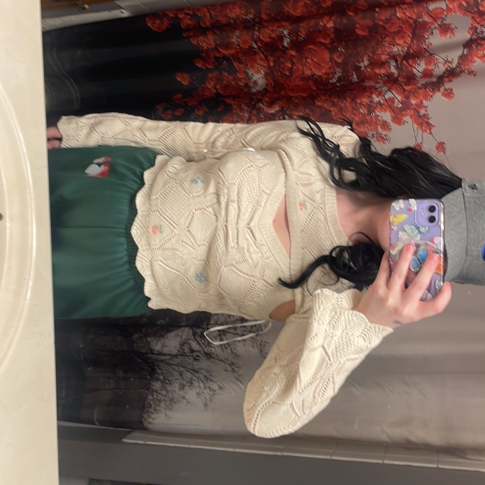 Two piece tank and over top set white with flowers size m work once nwot